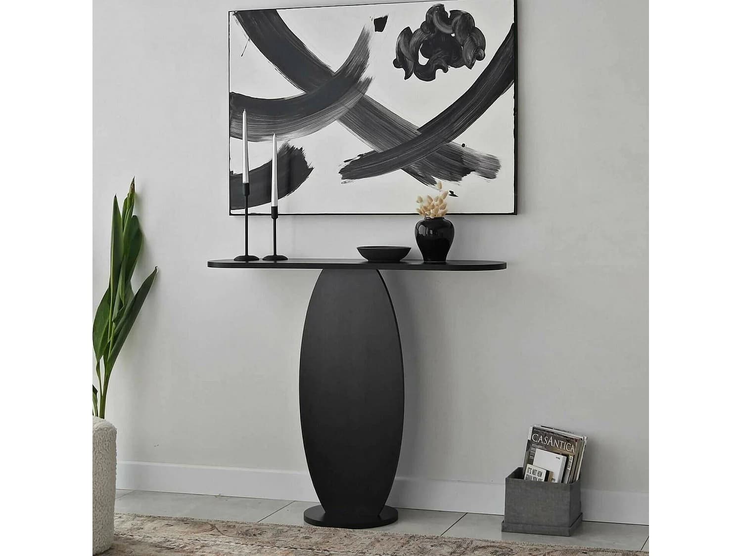 Console Toliman, Table polyvalente, Armoire de rangement, Bureau du couloir, 100x30 h81 cm, Anthracite