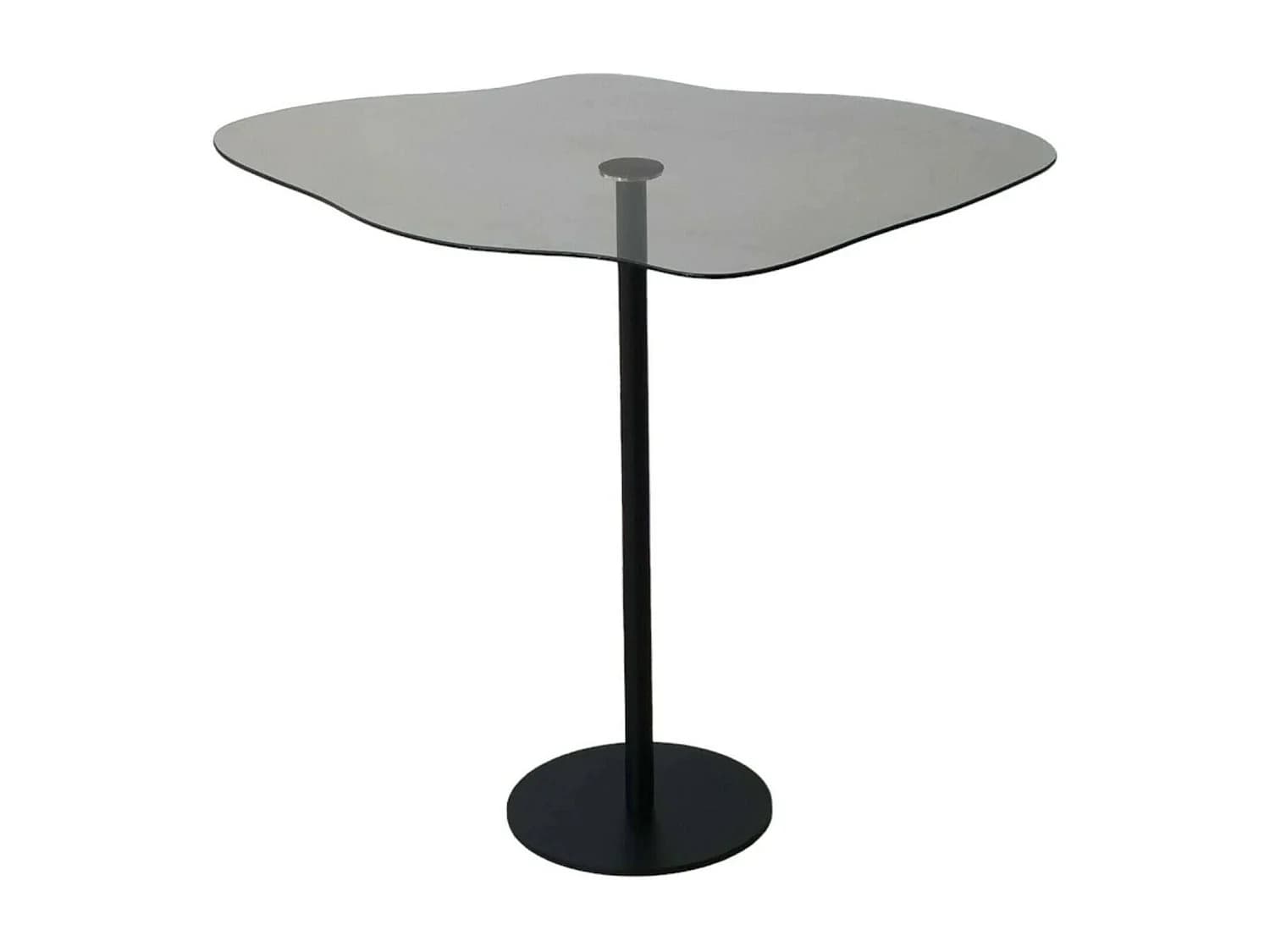 Table basse de salon, effet fumé, 60x45x50h cm noir, forme fantaisie, dégradé de couleur, plateau fumé