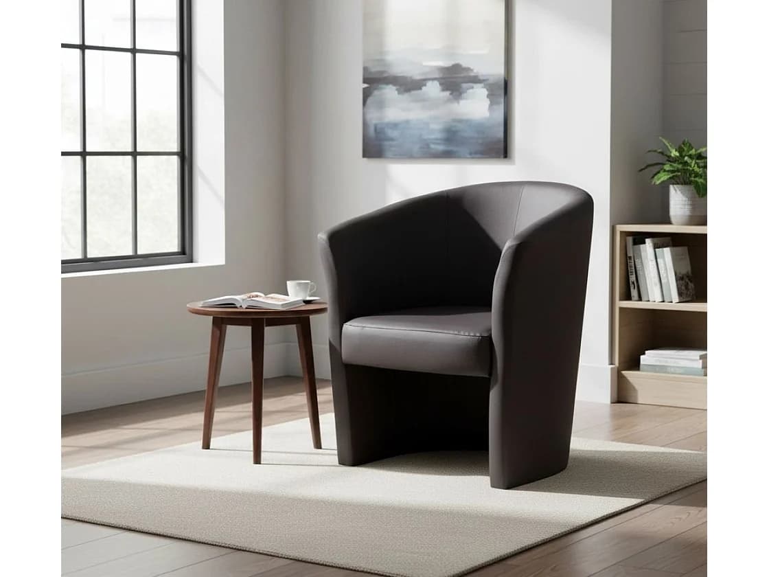 Fauteuil Dpanett, Fauteuil de salon, Siège rembourré, Chaise avec accoudoirs en éco-cuir, 64x63h76 cm, Noir