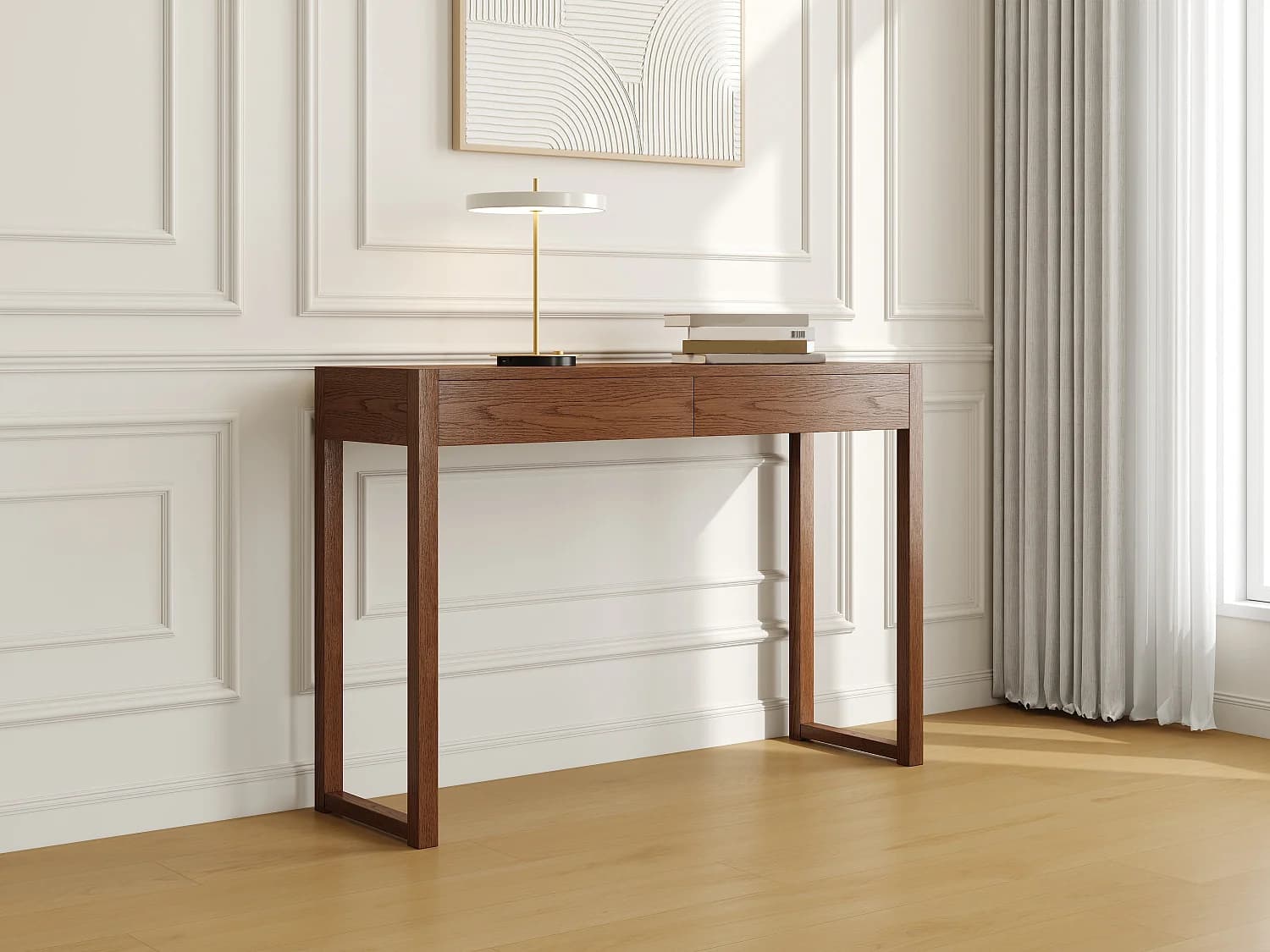 Console bureau - Coloris : Naturel foncé - NELIZAR