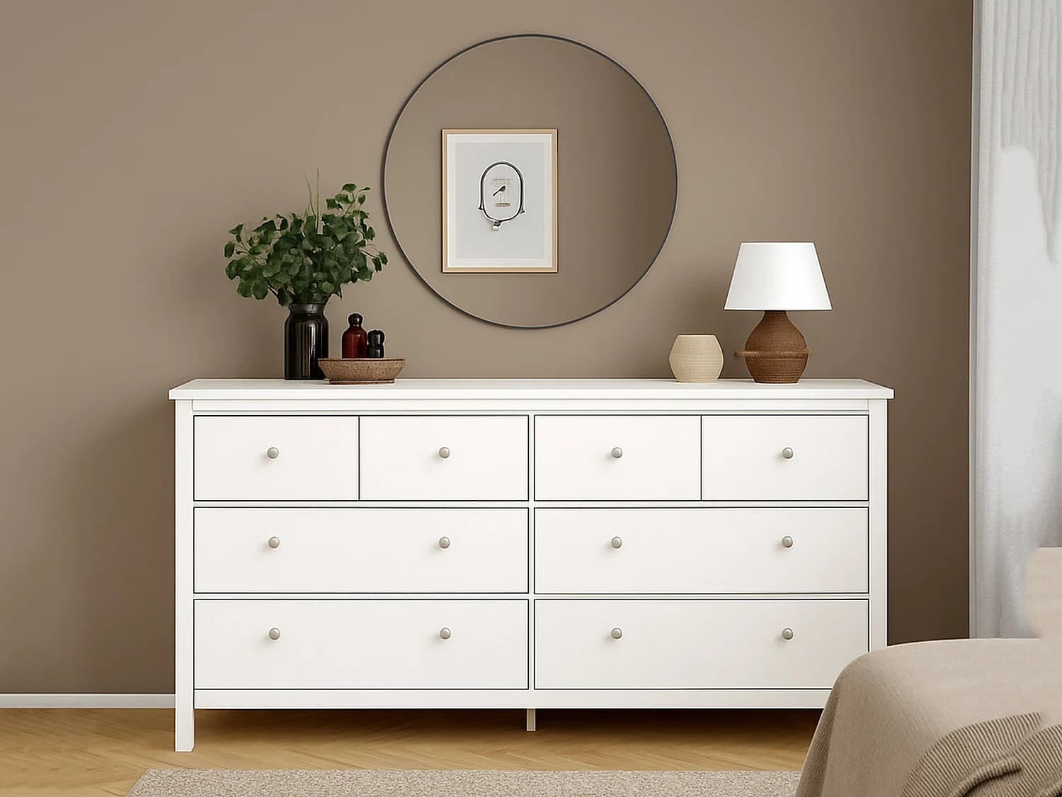 Buffet Dsanton, Buffet du salon, Commode de salon, Garde-manger de cuisine, 160x38 h80 cm, Blanc