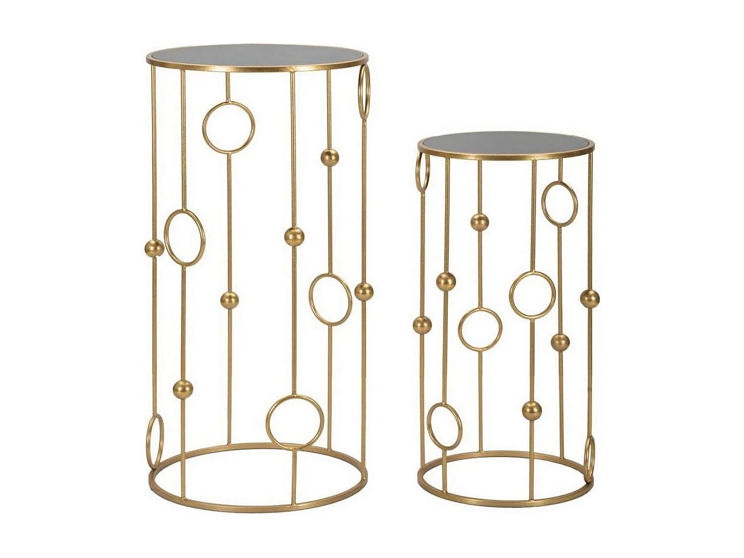 Table basse Leonid, Table basse, Porte-revues pour canapé, Etagère de salon, 50x50 h100 cm, Or