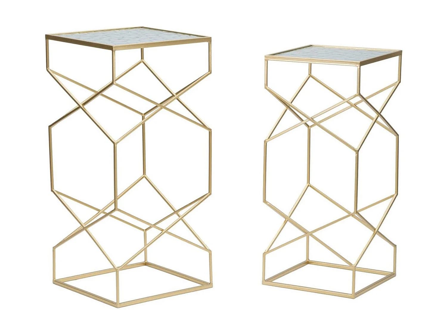 Table basse George, Table basse, Porte-revues pour canapé, Etagère de salon, Or, 32x32 h68 cm