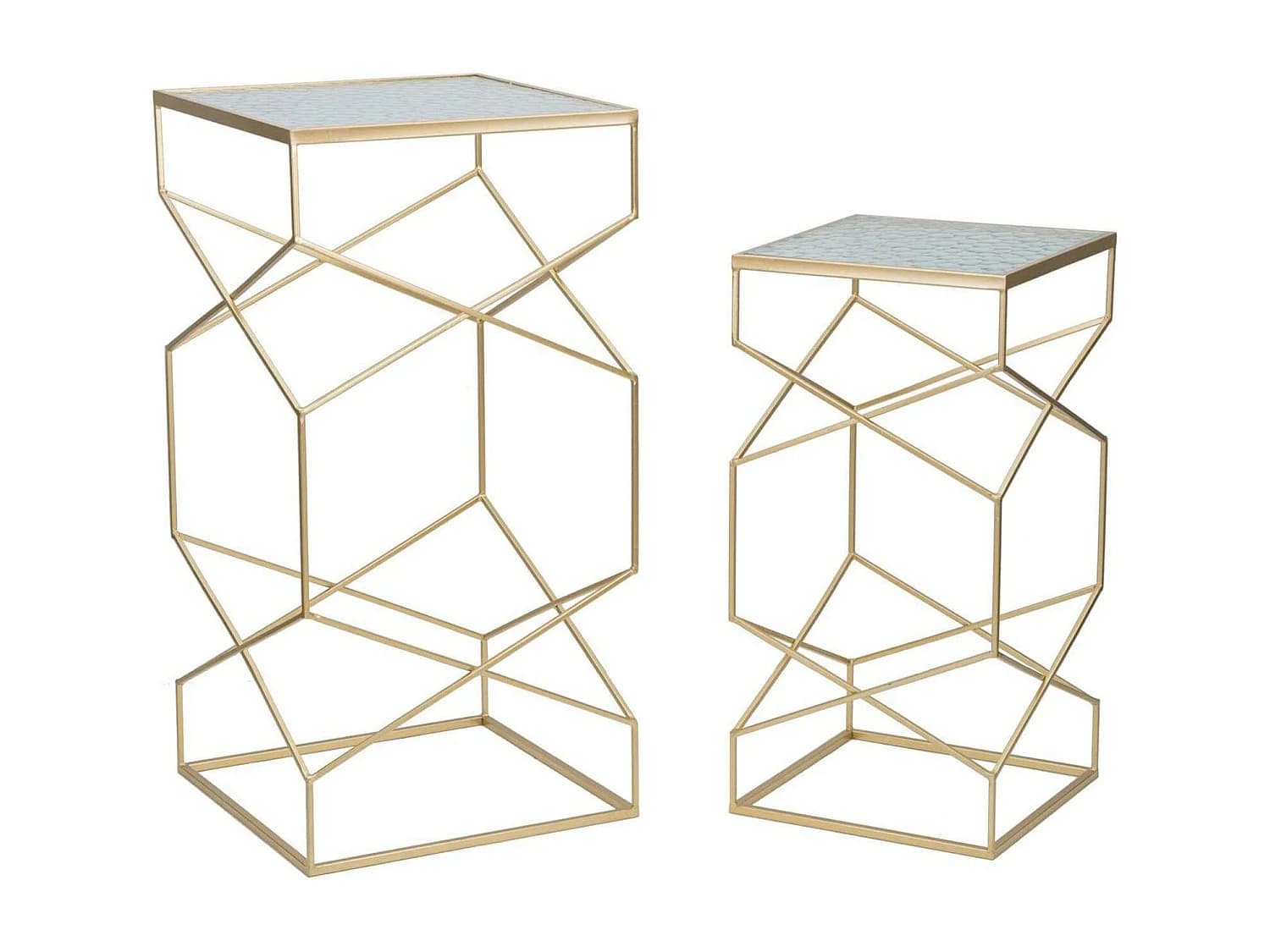 Table basse George, Table basse, Porte-revues pour canapé, Etagère de salon, Or, 50x50 h100 cm