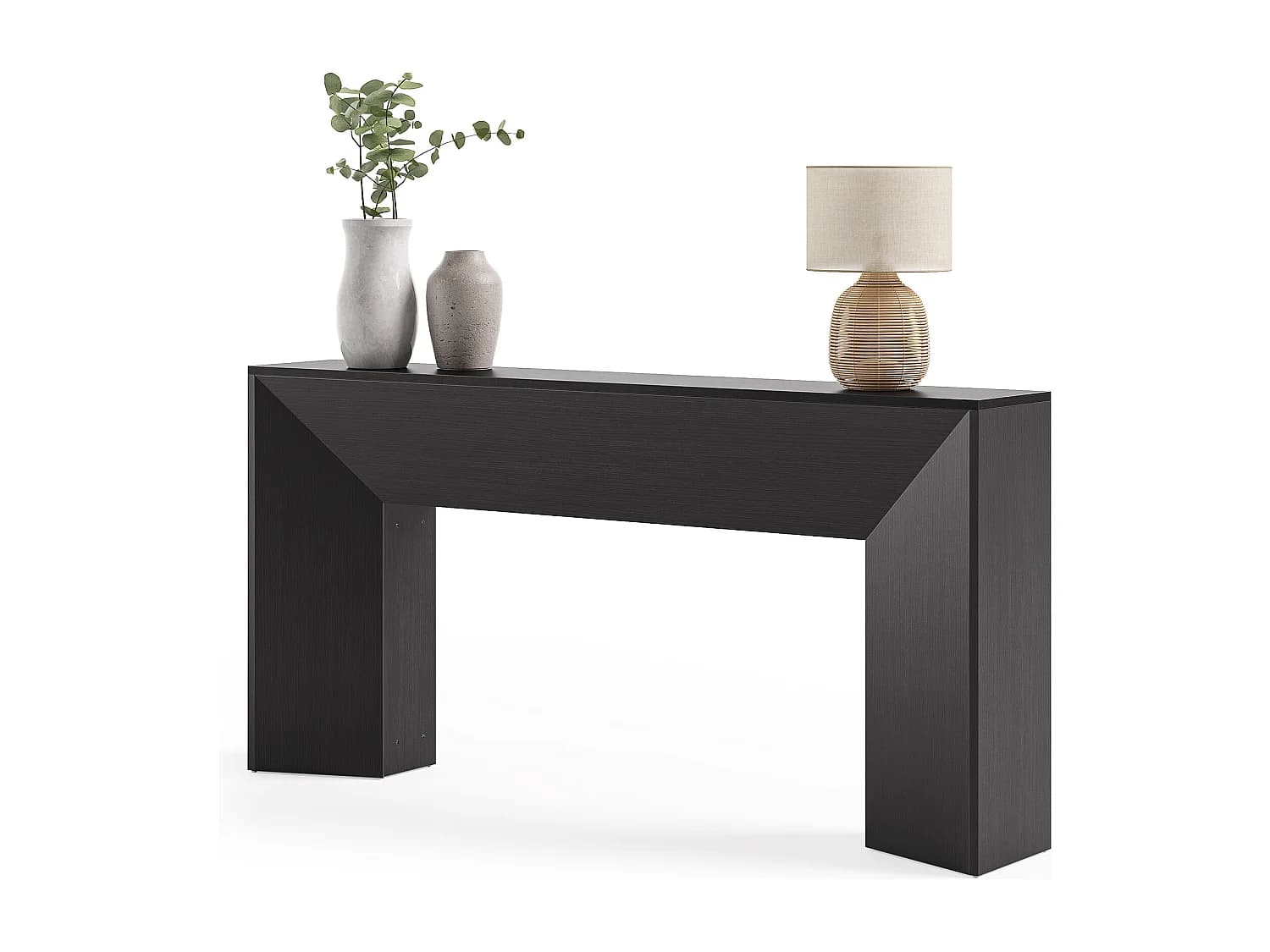 Console d'entrée, table basse extra longue noire de 160 cm pour salon