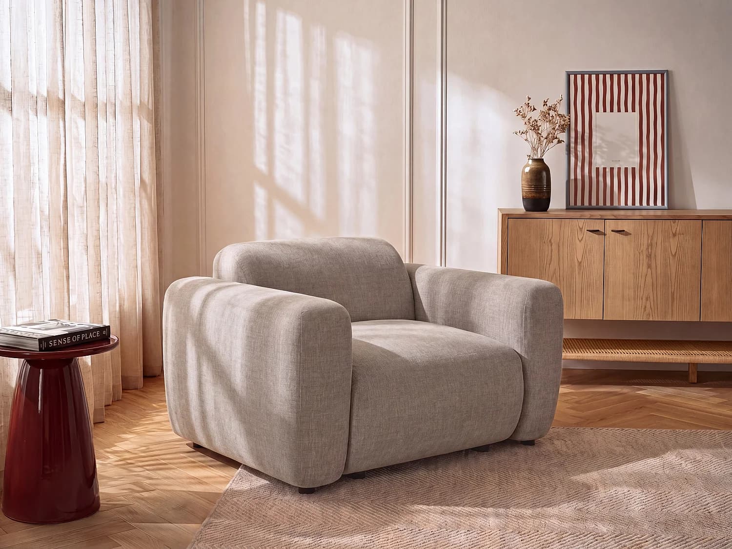 Fauteuil en tissu gris POGNI de Maison Céphy