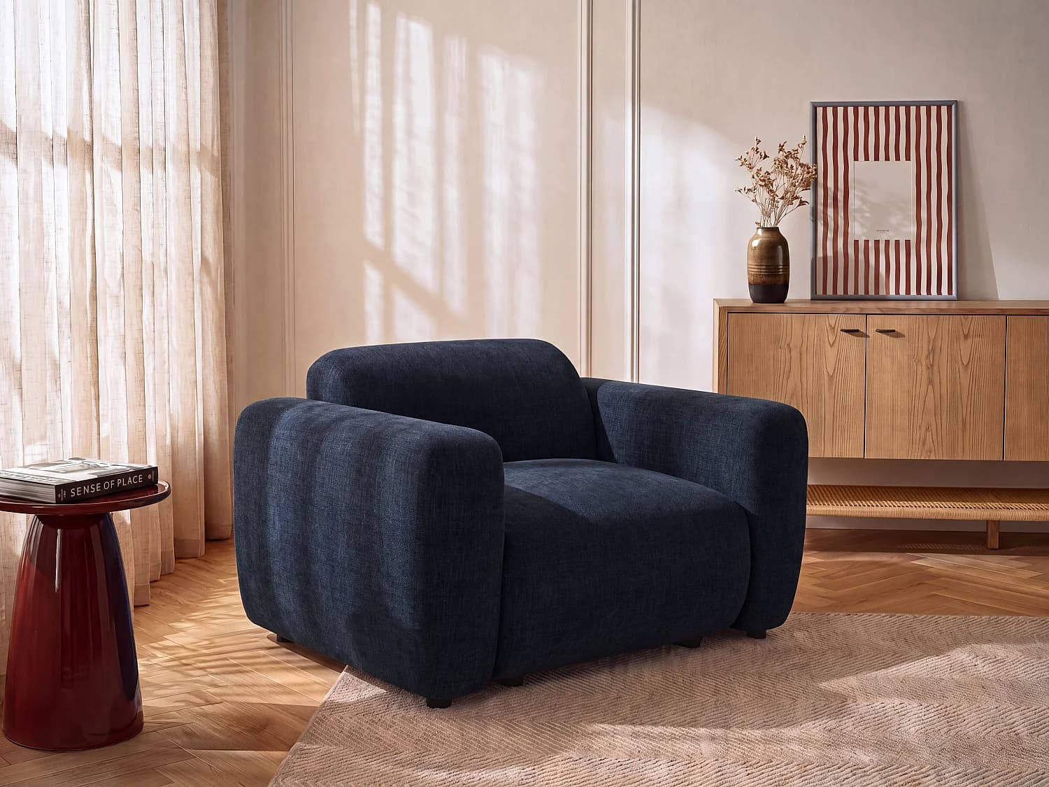 Fauteuil en tissu bleu POGNI de Maison Céphy