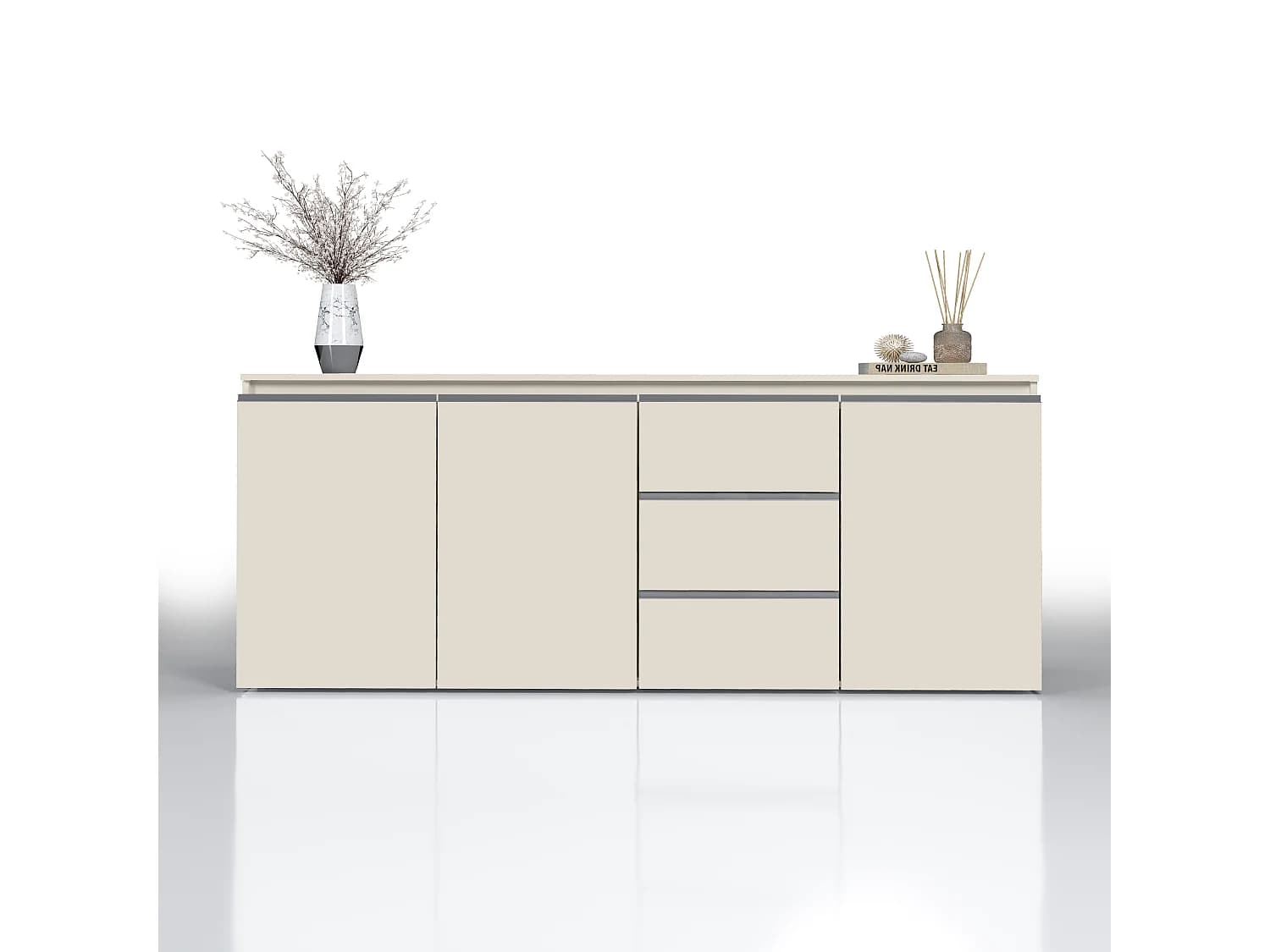 Buffet MAGIC avec 3 portes et 3 tiroirs cachemire 200x40x80 cm