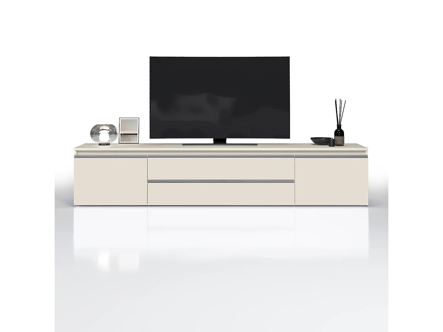 Meuble TV MAGIC avec 2 portes et 2 tiroirs cachemire 240x40x55 cm