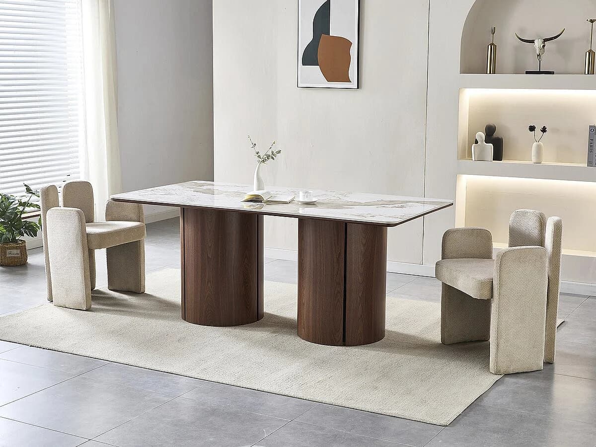 Table à manger rectangulaire en céramique pendora "Milano" - 6 places - Marron