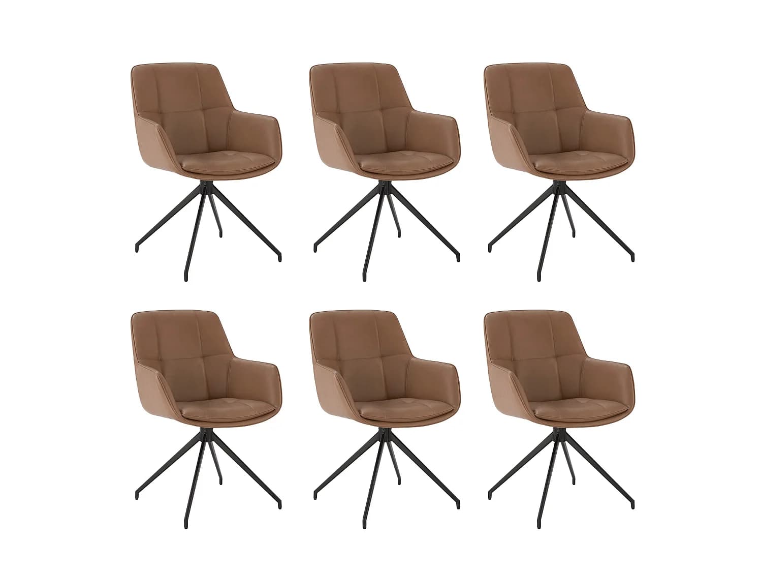 Lot de 6 Chaises de Salle à Manger, Fauteuil Pivotant à 360 degrés, en PU
