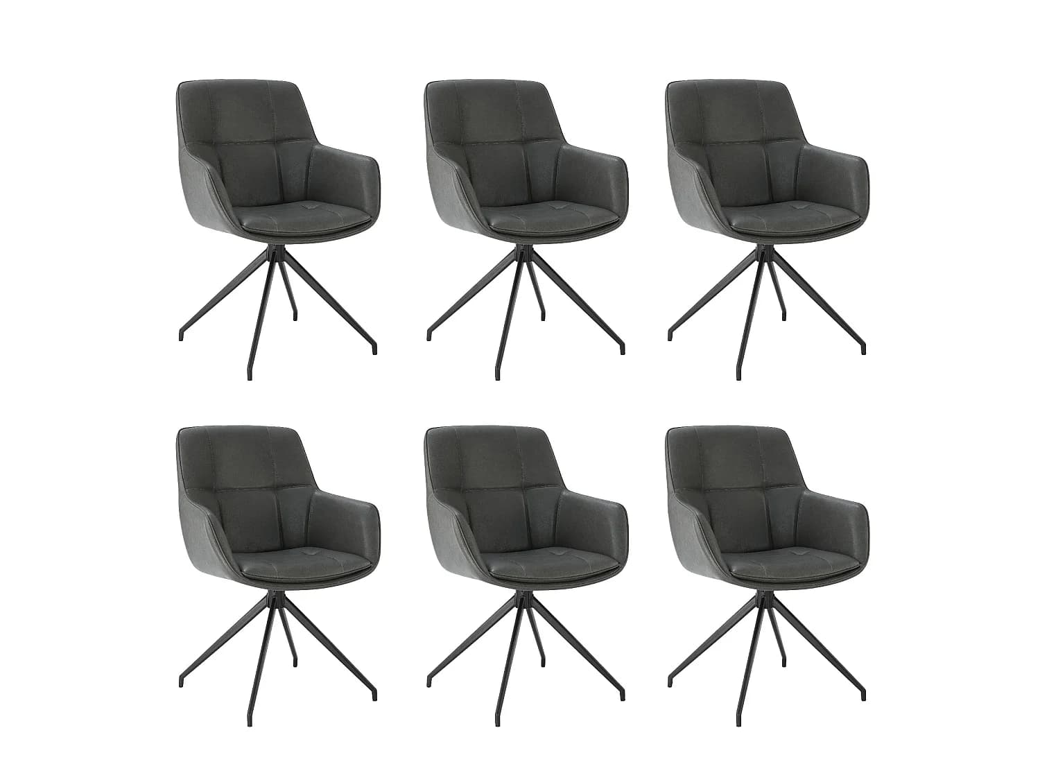 Lot de 6 Chaises de Salle à Manger, Fauteuil Pivotant à 360 degrés, en PU