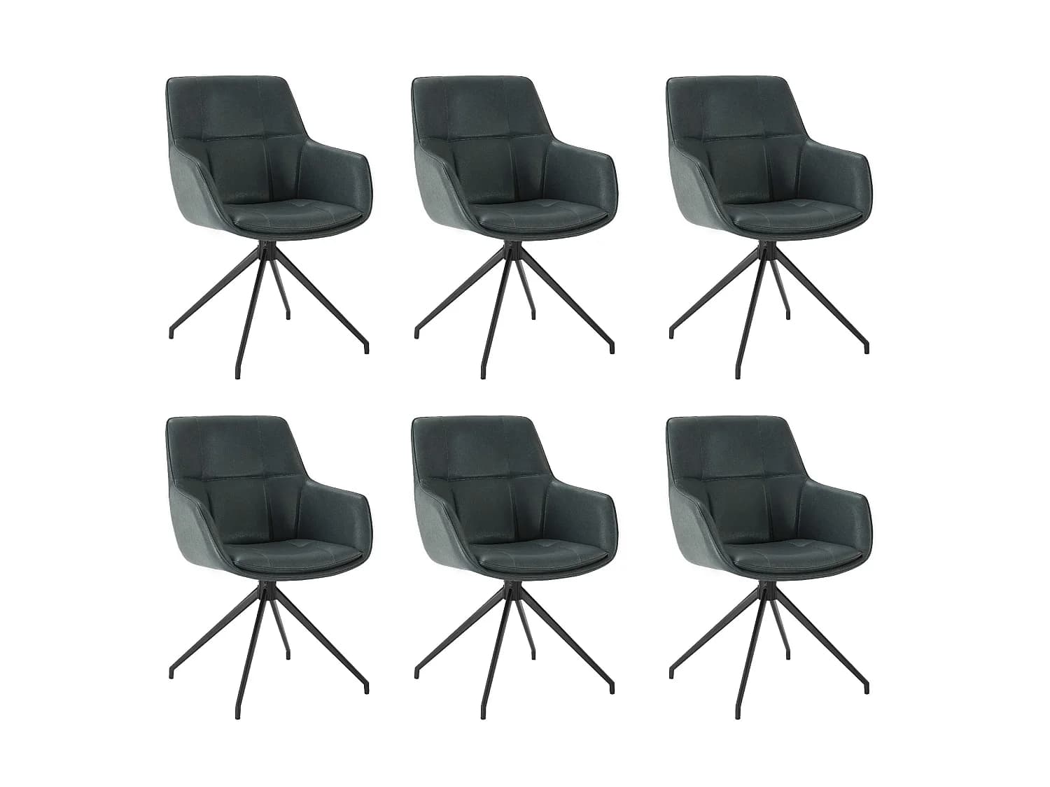 Lot de 6 Chaises de Salle à Manger, Fauteuil Pivotant à 360 degrés, en PU