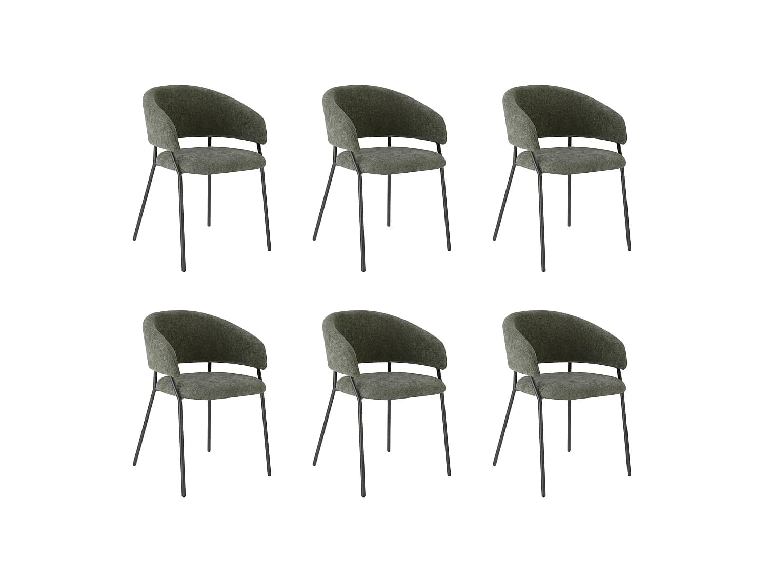 Lot de 6 Chaises de Salle à Manger, Pieds en Métal, Avec Dossier, Style Industriel Gris foncé