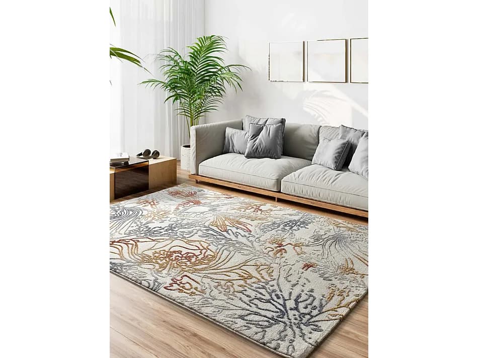 Tapis intérieur - abstrait avec relief - crème / multicolore - 160 x 230 cm - AMARA
