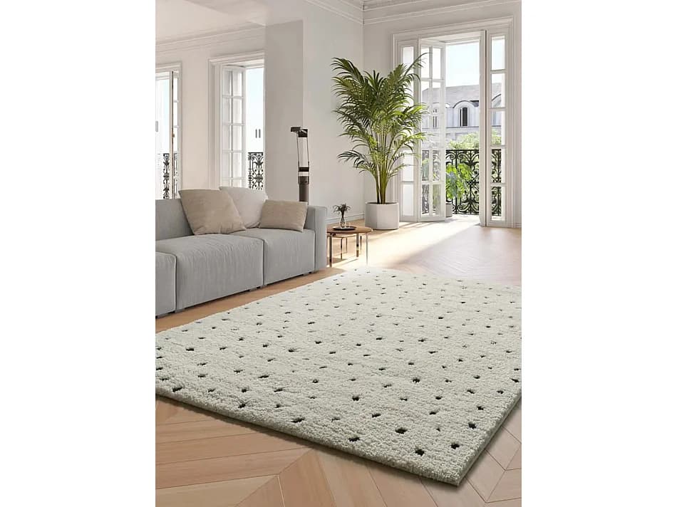 Tapis intérieur - shaggy scandinave - blanc - 200 x 290 cm - ATESA