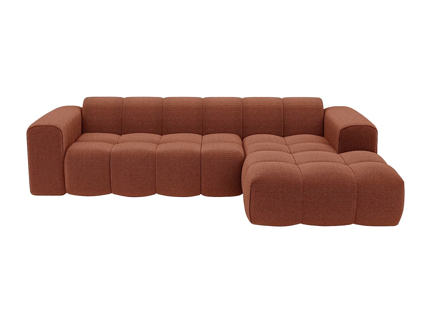 Canapé d'angle droit en tissu chenille terracotta CALESO de Maison Céphy