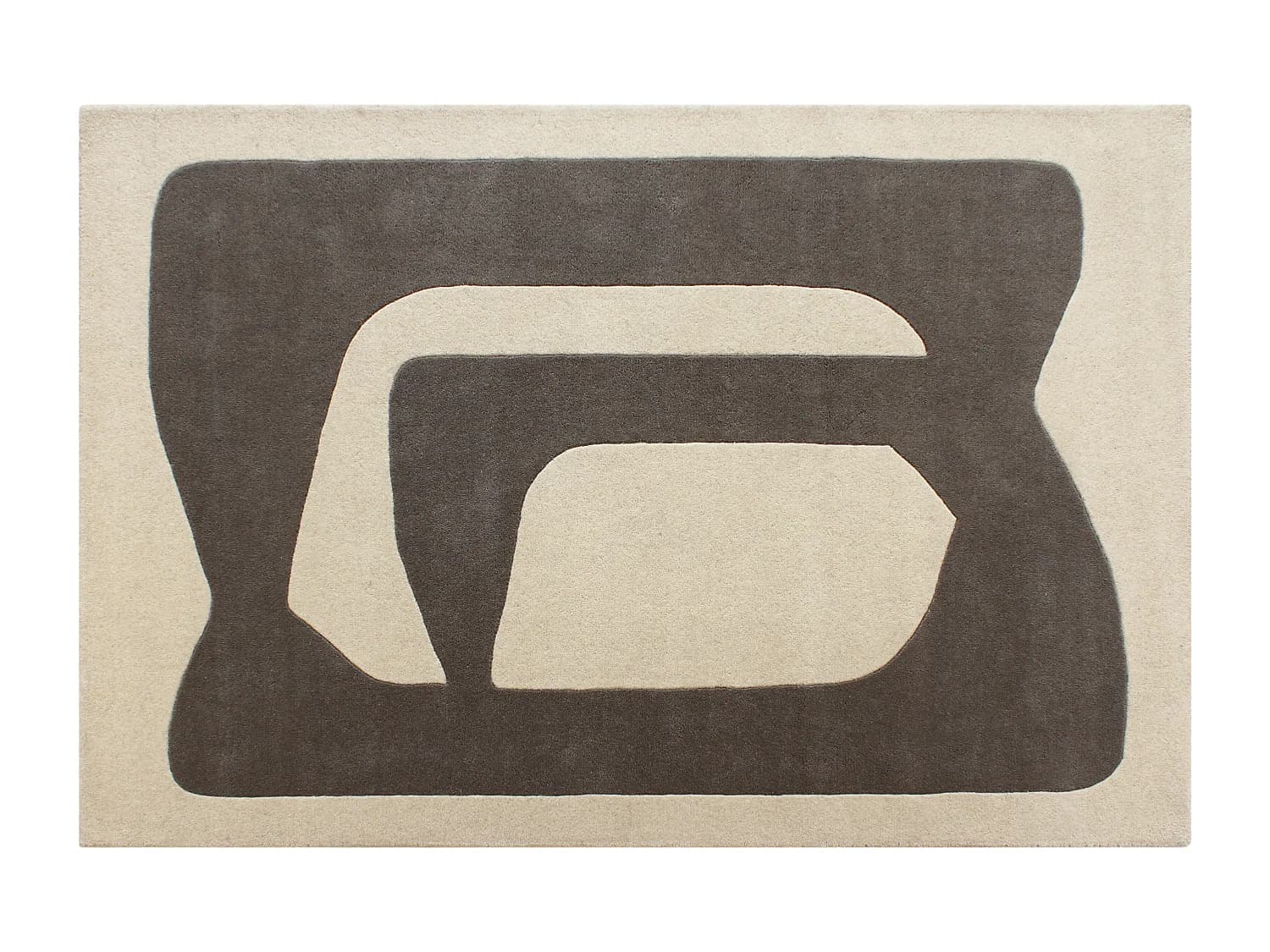 Tapis tufté 100% laine motifs abstraits - 160 x 230 cm - Gris et blanc - 2400g/m² - AVOLTO