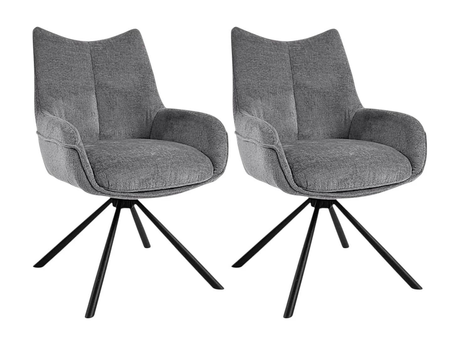 Chaise pivotante grise à accoudoirs (lot de 2) IENA