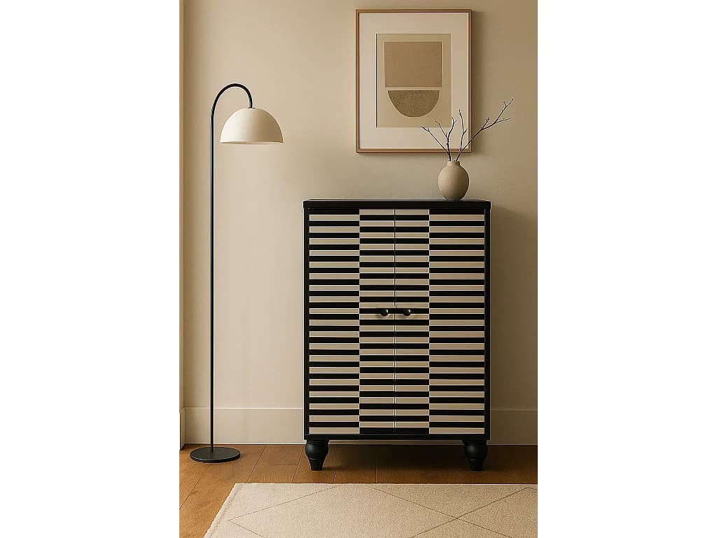 Buffet 2 portes en MDF mélaminé avec charnières à fermeture amortie