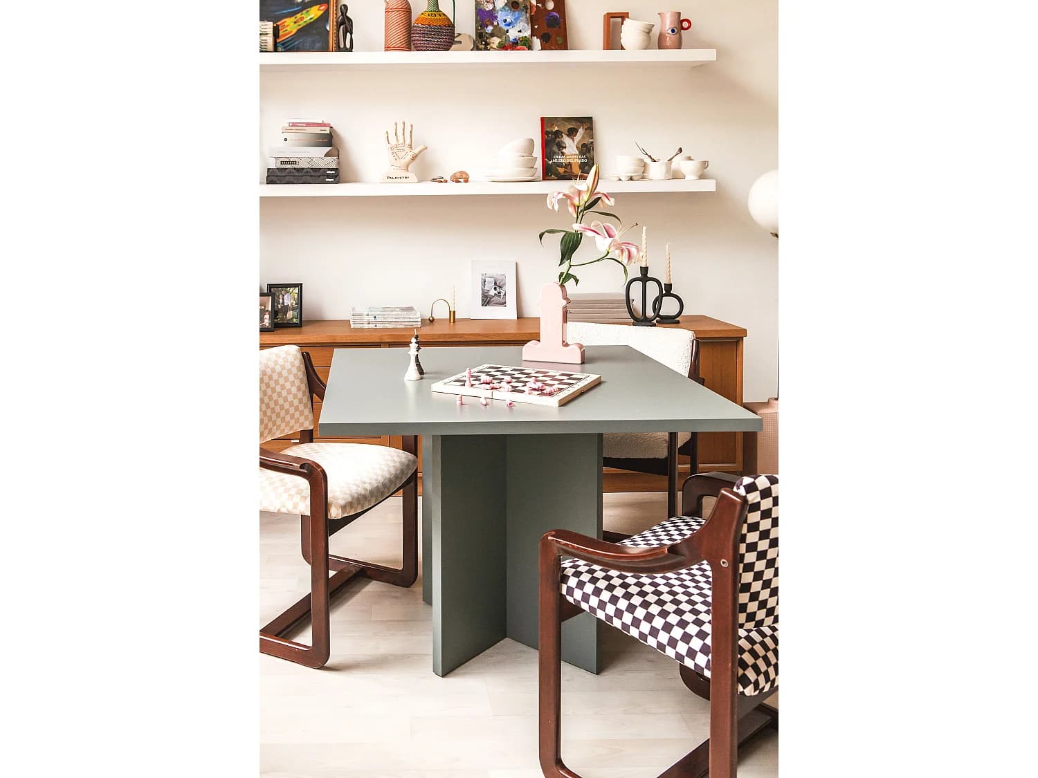 Table de salle à manger carrée laquée MDF 3cm Gris 100x100cm