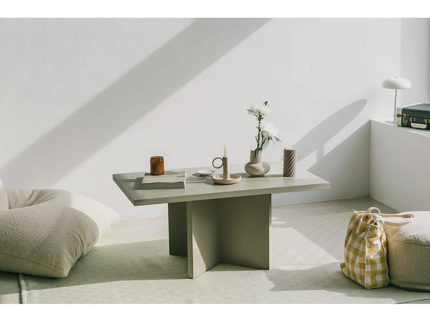Table basse panneau stratifié de 3cm, taupe 100x60cm