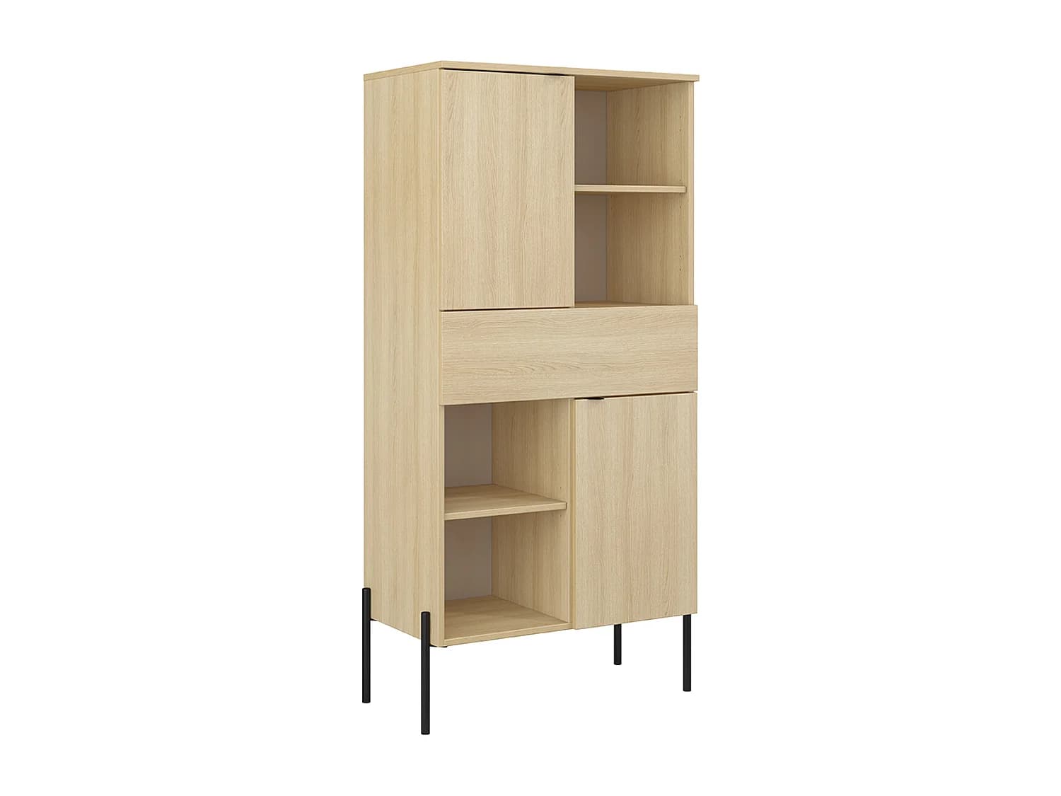 Bibliothèque 2 portes 1 tiroir Lucilla Bois