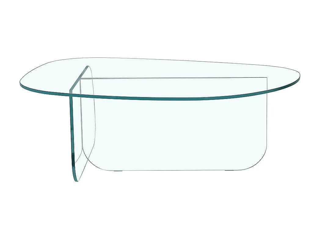 Tila - Table basse organique en verre L100cm - Transparent