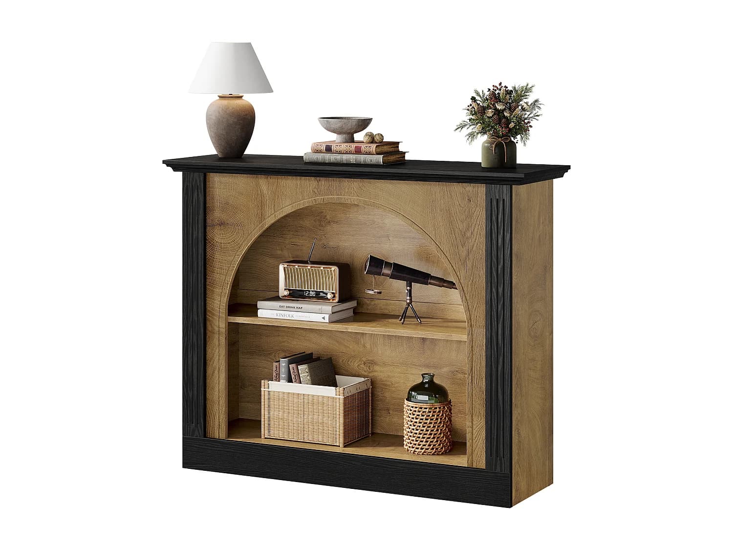 Console à 3 niveaux, table d'entrée de 110 cm avec rangement pour hall d'entrée ou couloir.