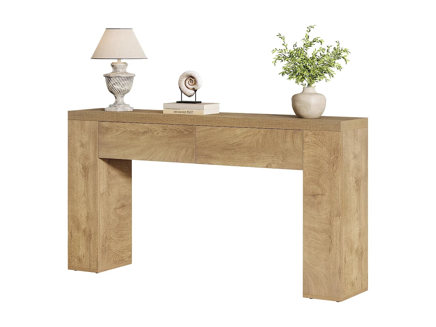 Console de 160 cm, table d'entrée rustique avec tiroirs
