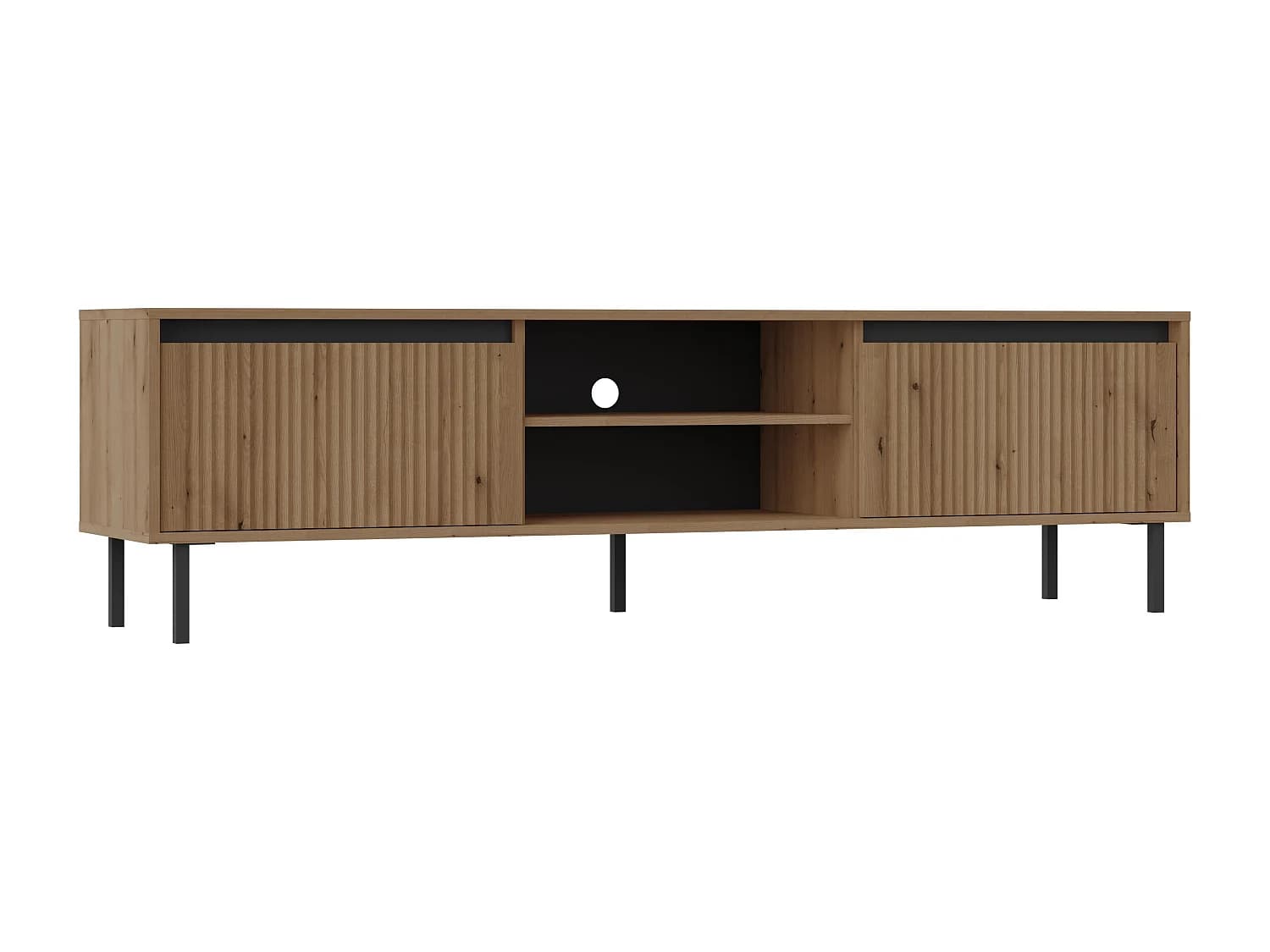 AX LIVING Meuble TV BODRUM 2 tiroirs 178 cm chêne Evoke