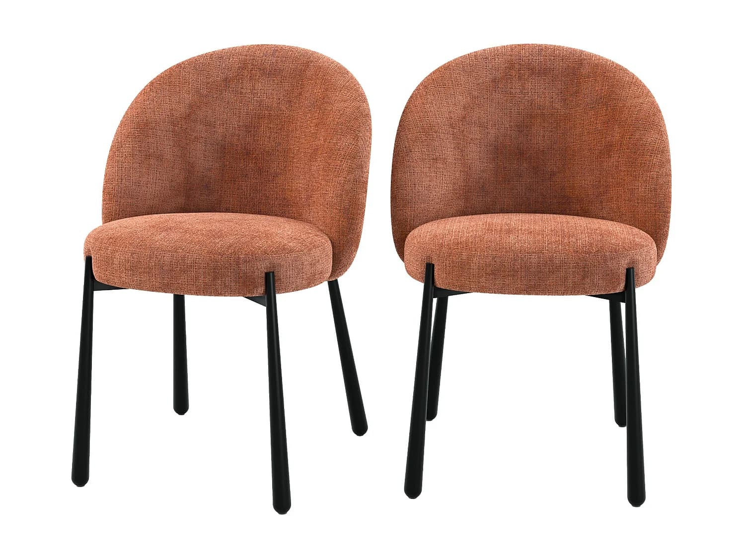 Lot de 2 chaises en velours chenillé terracotta et métal noir - Pulpy