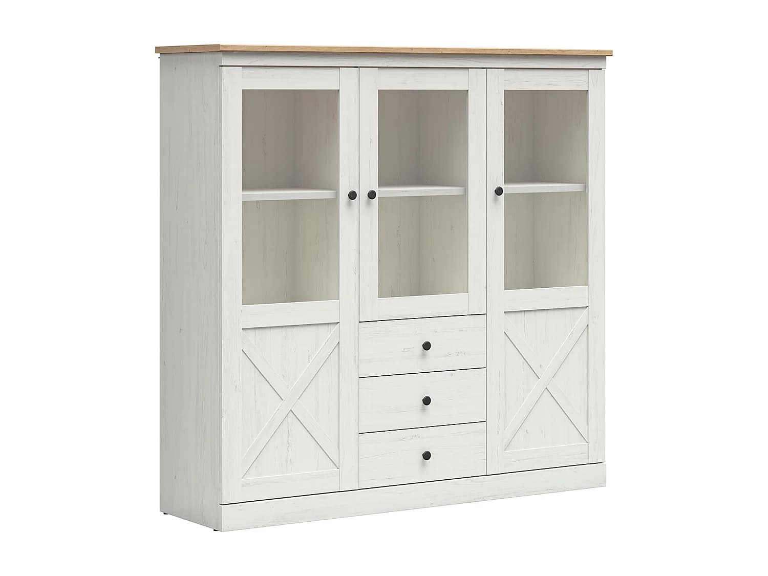 Vaisselier 3 portes 3 tiroirs Victoria Blanc et Bois