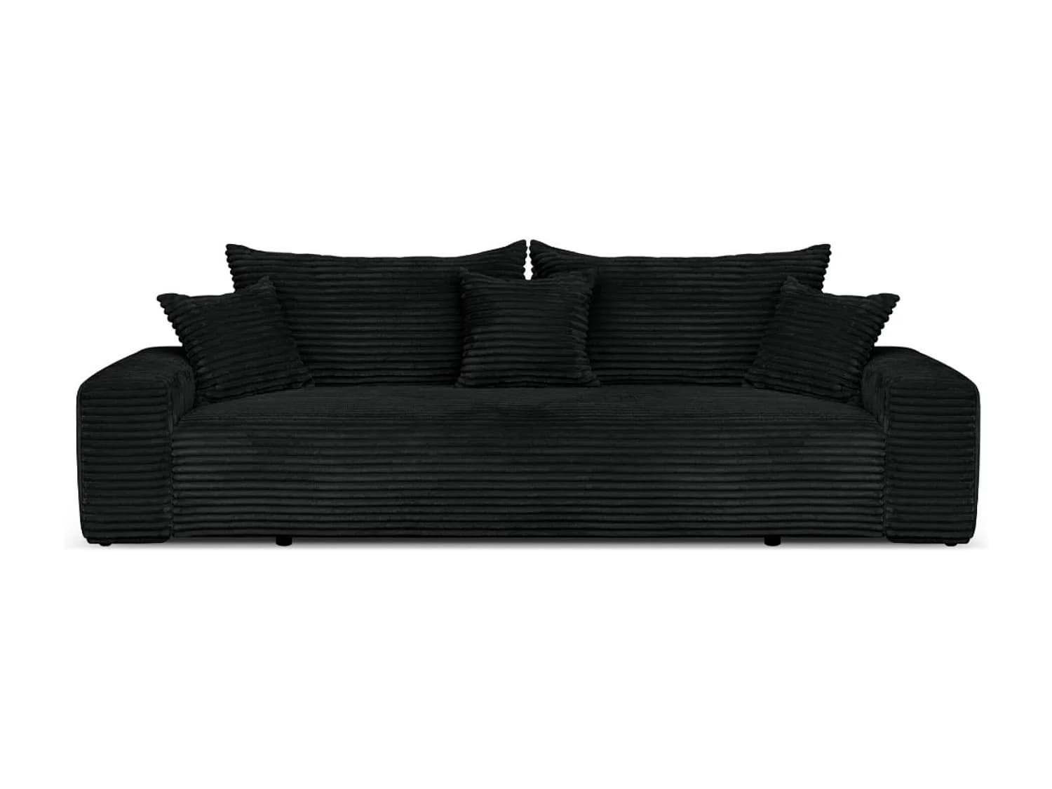 Canapé convertible avec coffre en velours côtelé noir 265 cm - CORDO