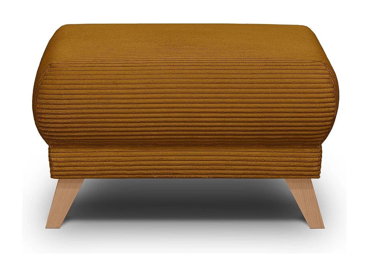 Pouf en velours côtelé jaune moutarde - Laria