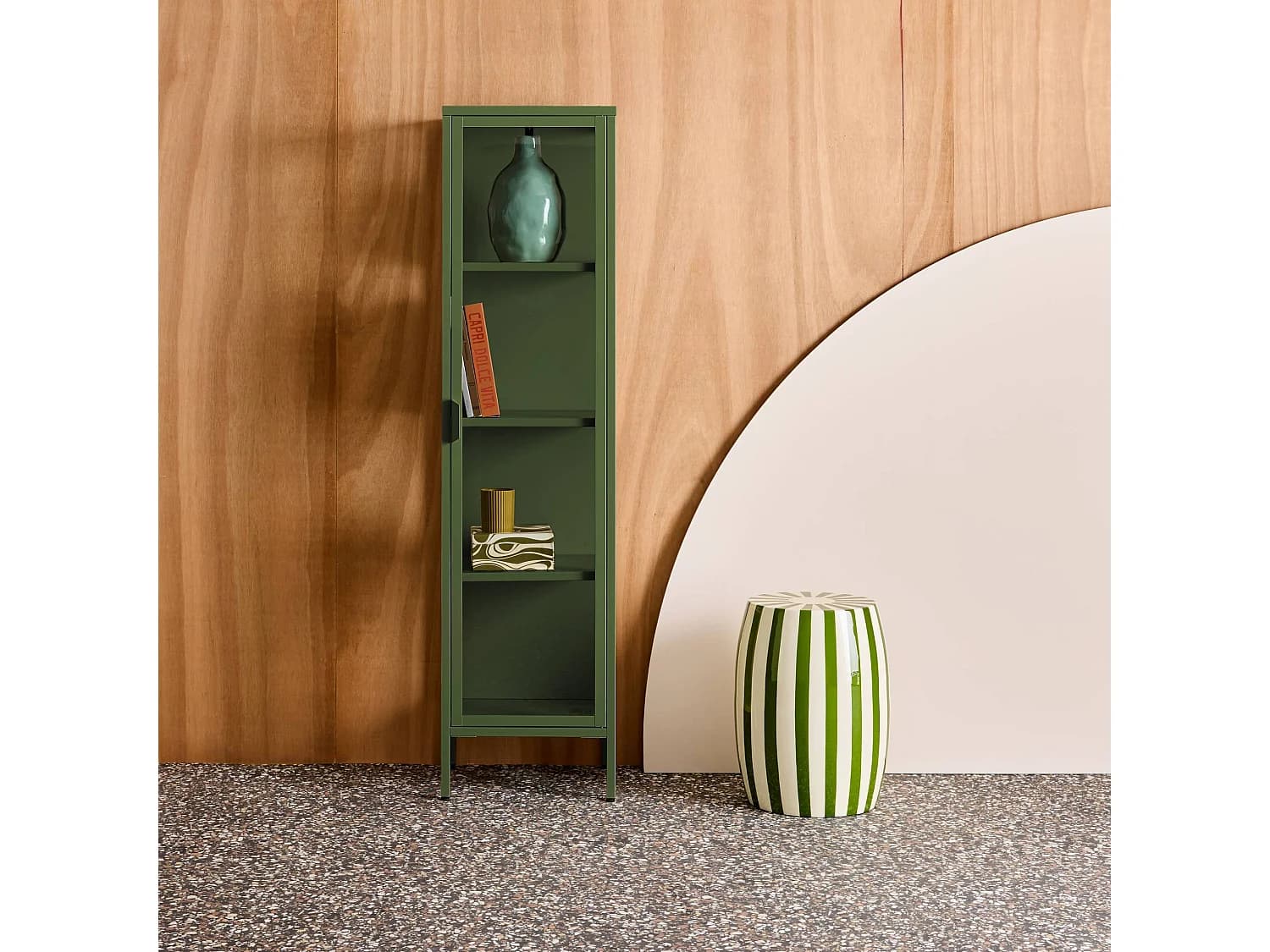 Buffet. vaisselier acier et verre trempé 1 porte 160cm vert - Arkansas