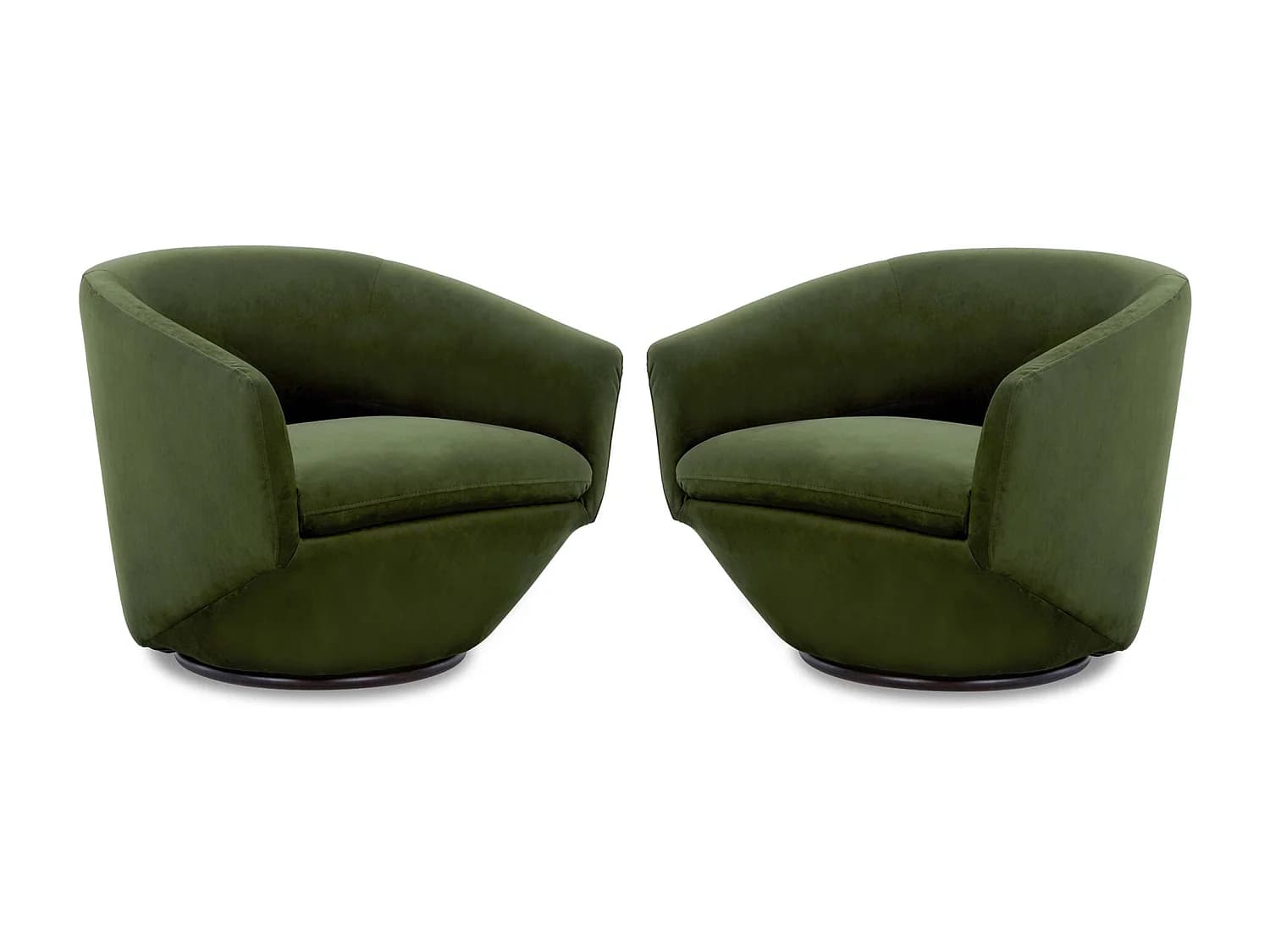Lot De 2 Fauteuils Pivotants CHITA, Tissu Velours, Pour Salon, Fauteuils Ronds Avec Base Métallique-Vert