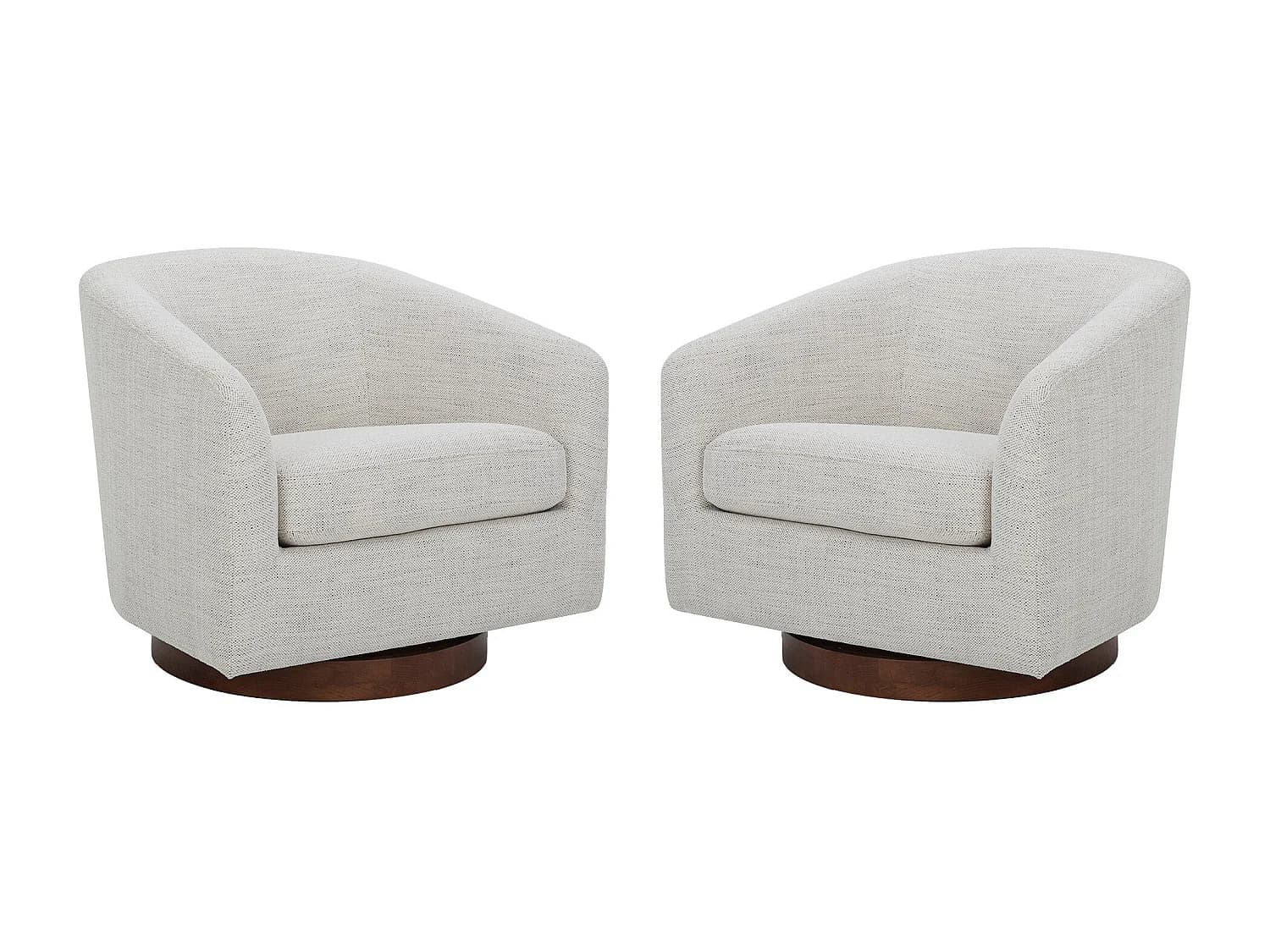 Lot De 2 Fauteuils Pivotants CHITA, Sièges Baquet Rembourrés En Tissu Certifié FSC, Pour Salon-Blanc
