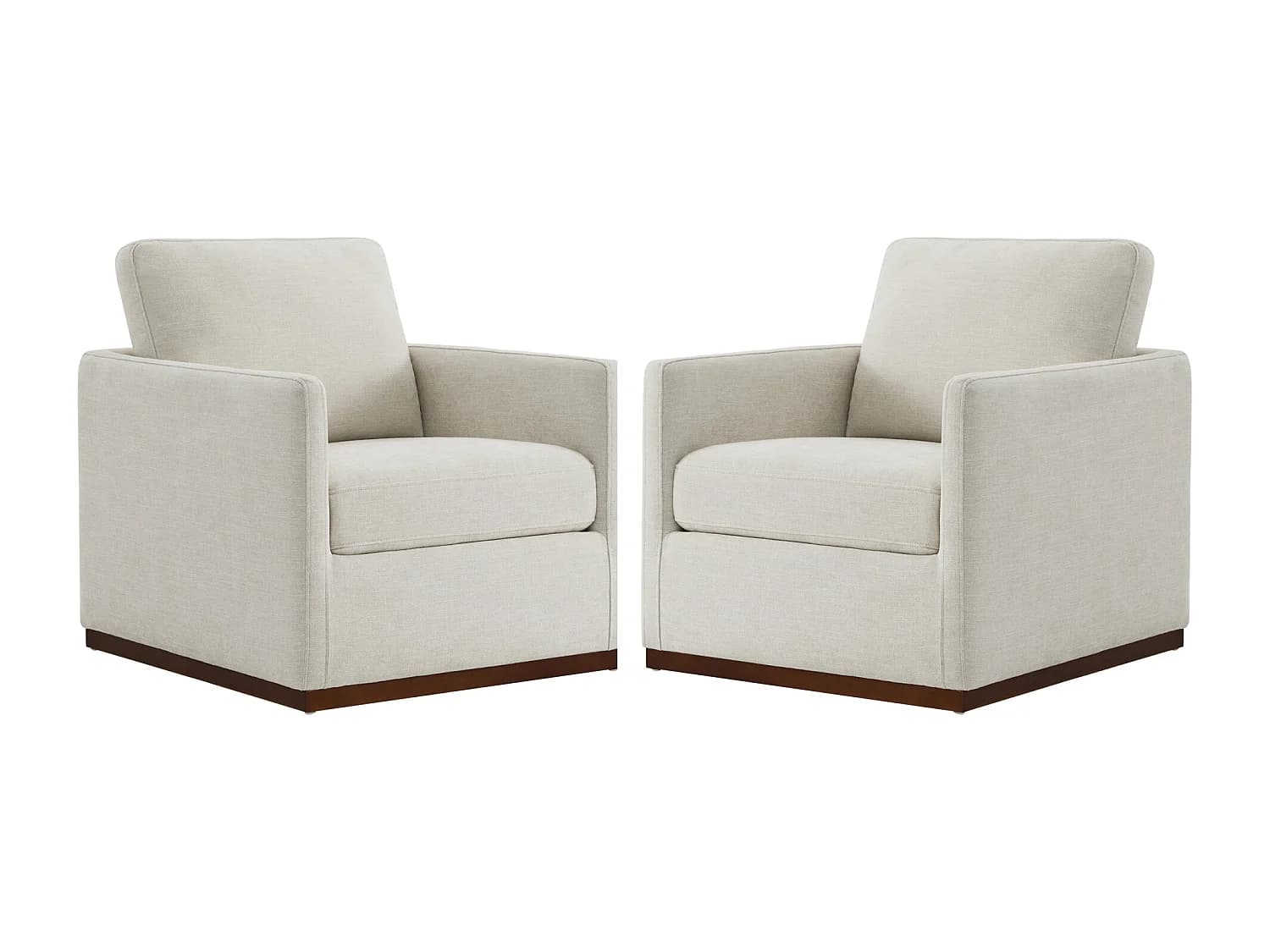 Lot de 2 fauteuil pivotant en tissu, fauteuil moderne médiéval certifié fsc pour salon et chambre, entièrement assemblé, assise sellier-blanc