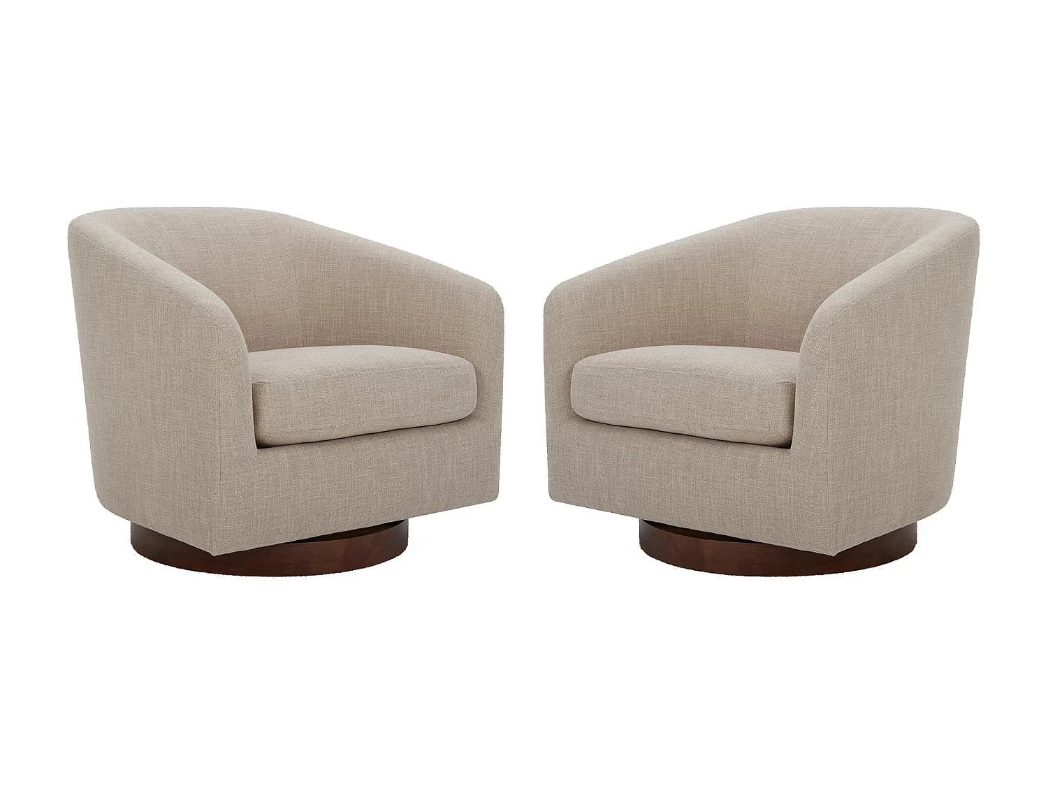 Lot De 2 Fauteuils Pivotants CHITA, Sièges Baquet Rembourrés En Tissu Certifié FSC, Pour Salon-Beige