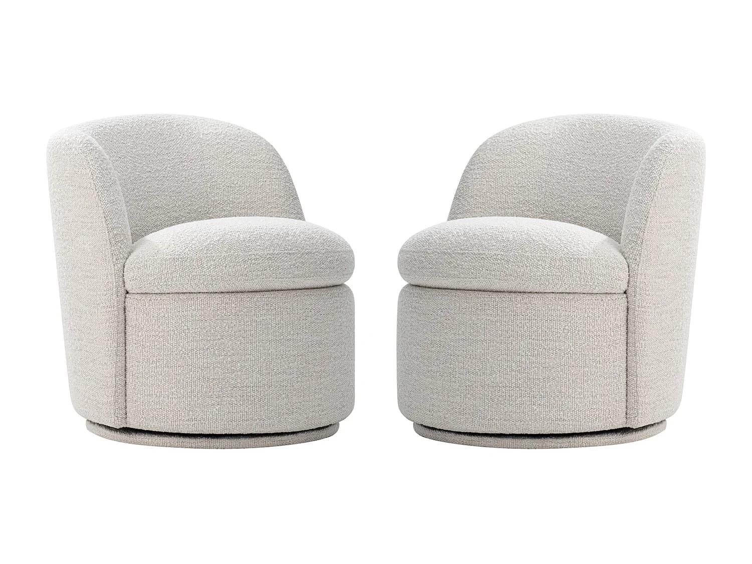 Lot De 2 Fauteuils Baquet Pivotants CHITA, Sièges Rembourrés Confortables En Fausse Angora Certifié FSC, Pour Salon-Blanc