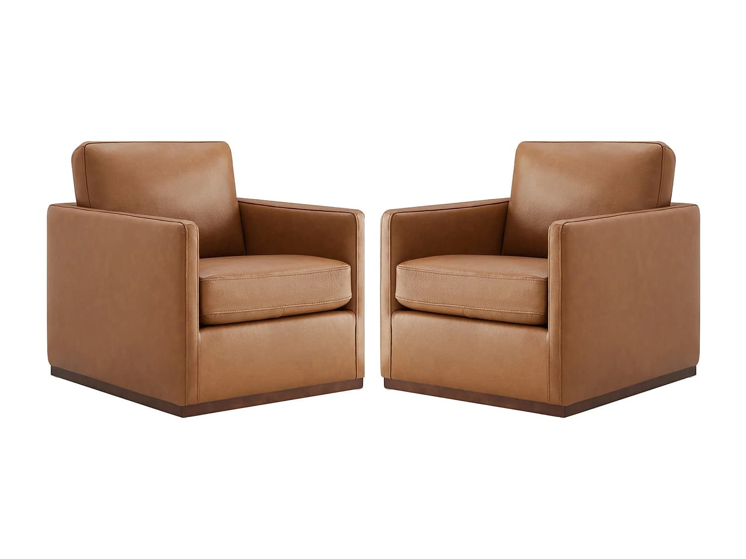 Lot De 2 Fauteuils Pivotants En Cuir Véritable CHITA, Fauteuils Modernes Médiévaux Certifiés FSC Pour Salon Et Chambre, Entièrement Assemblé, Assise Sellier-Marron