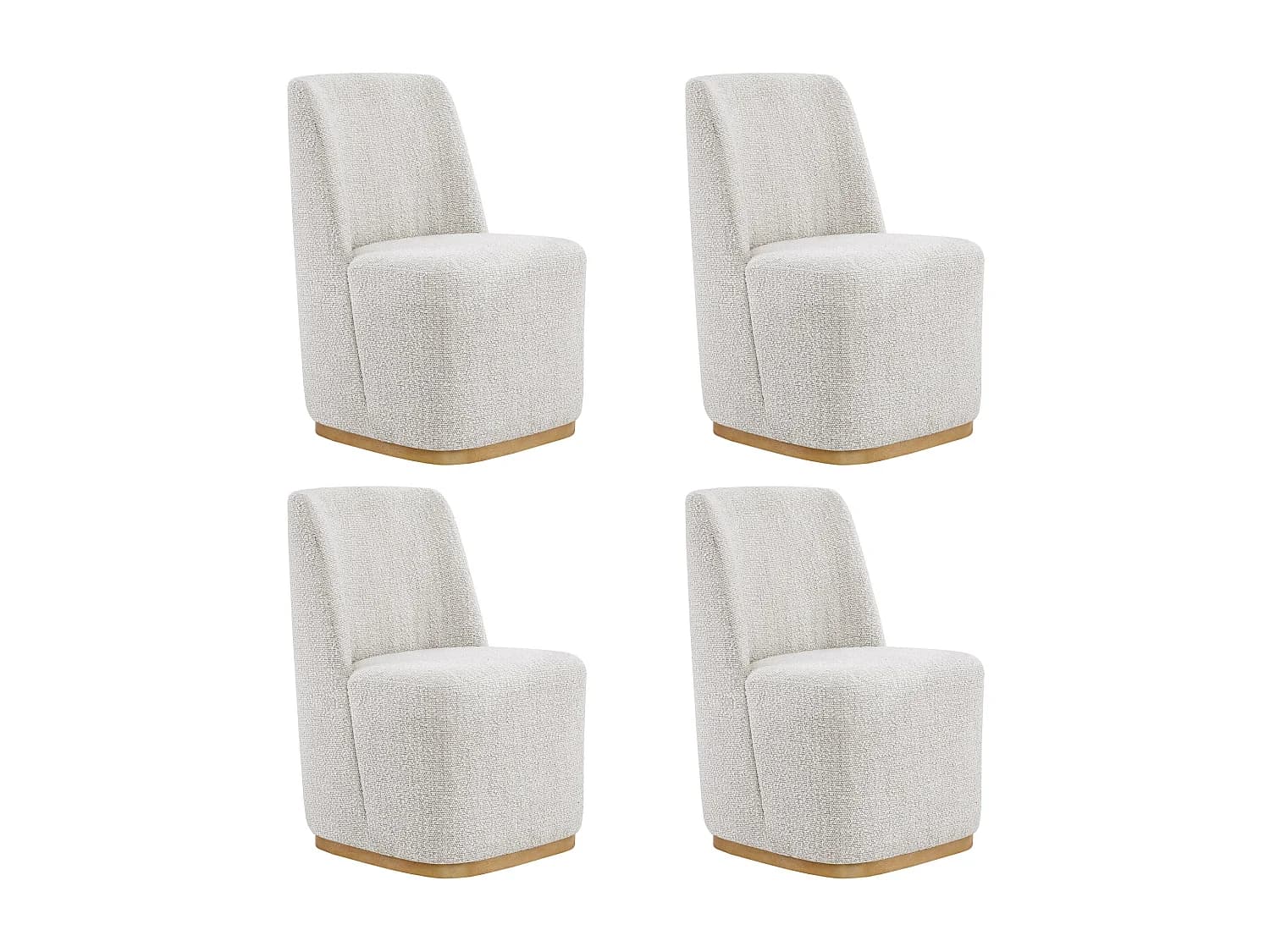 Lot De 4 Chaises De Salle À Manger Rembourrées À Roulettes, En Tissu Certifié FSC, Fausse Angora Pour Salle De Lecture, Salle D'Attente, Cuisine-Blanc