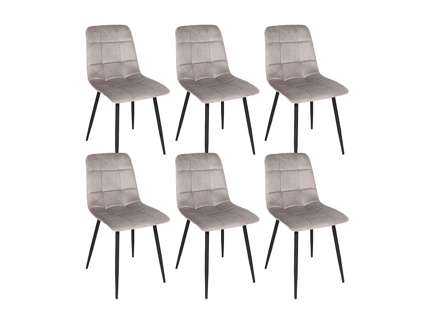 Lot de 6 chaises matelassées en tissu toucher doux taupe - MATELIA