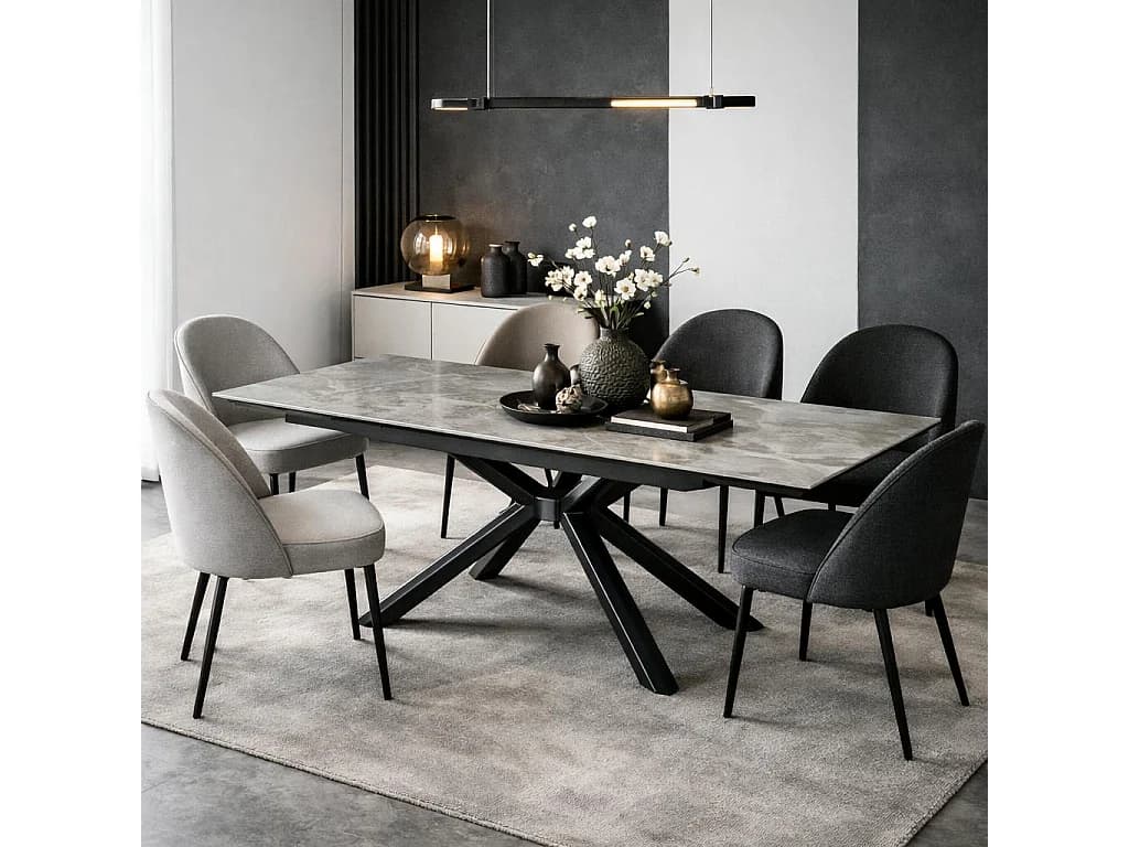 Table extensible en céramique marbrée grise 160-240 cm ORIS