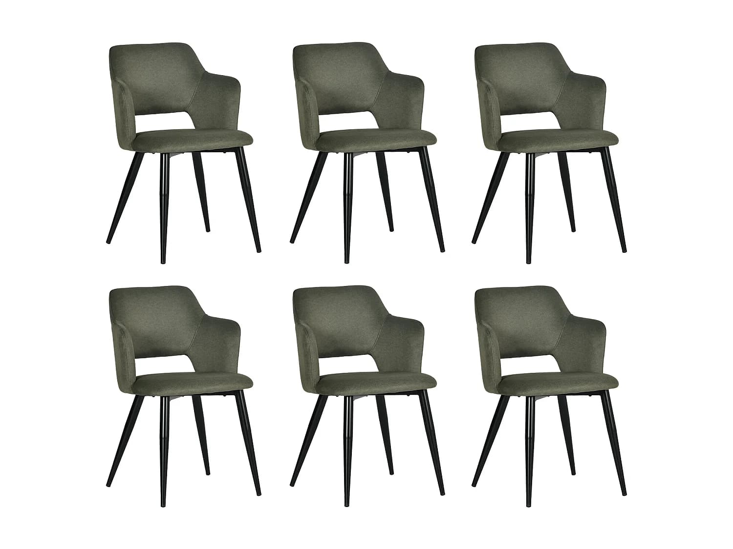 Lot de 6 chaises de salle à manger style scandinave en tissu vert, AKANJINEW