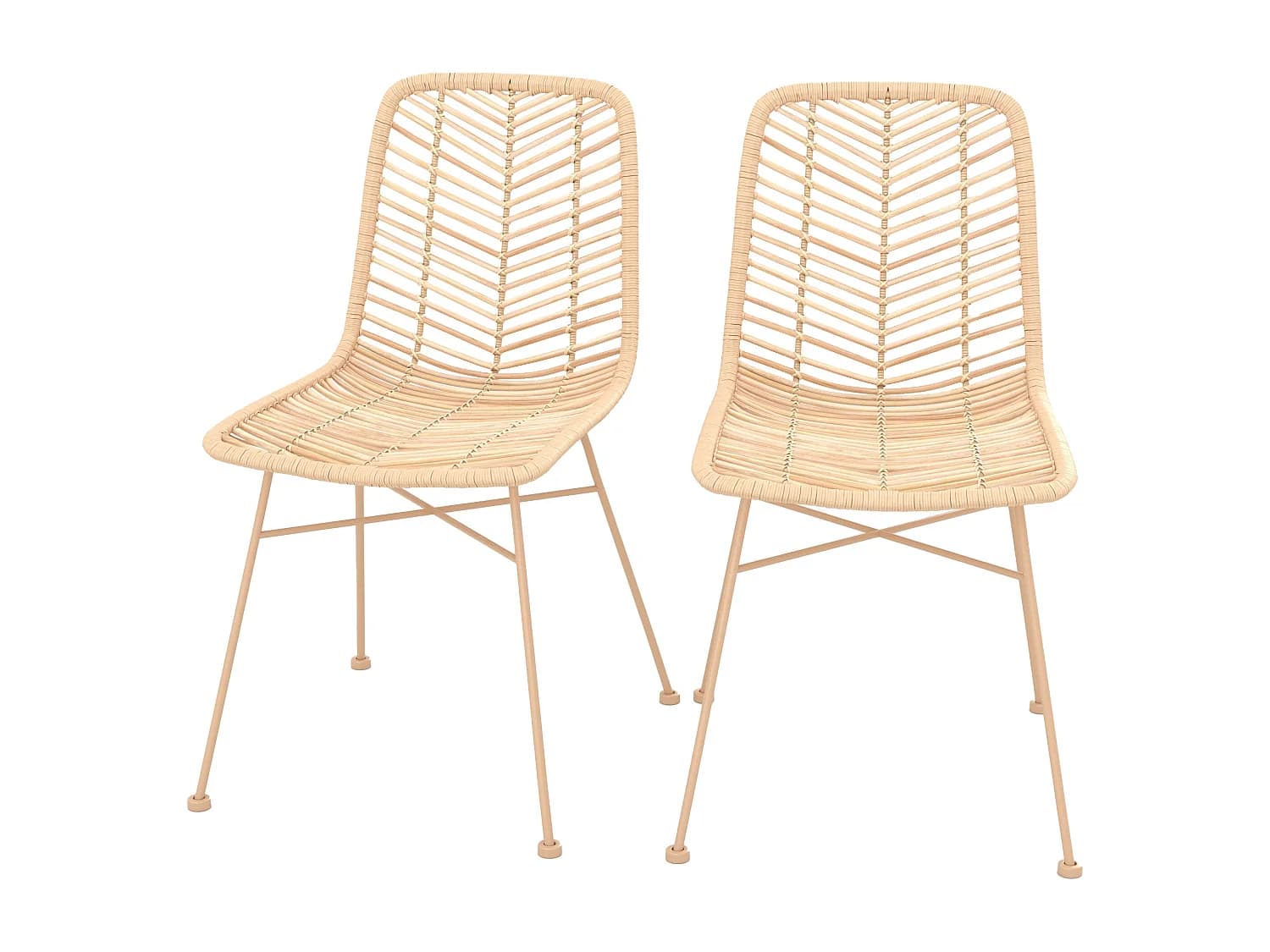 Lot de 2 chaises en rotin naturel et pieds beiges - Tamara