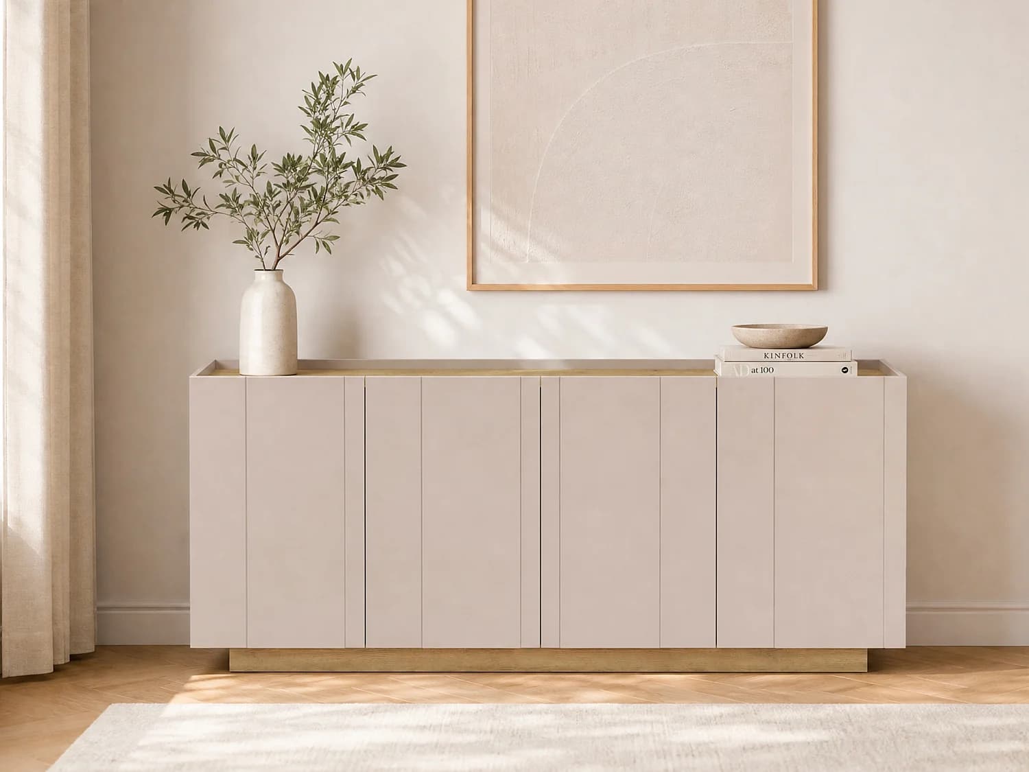Buffet avec 4 portes - Beige et Naturel clair - ANARZA