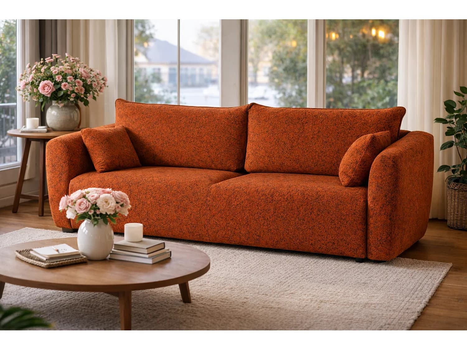 Canapé Santi avec fonction couchage et coffre – canapé moderne et confortable pour le salon