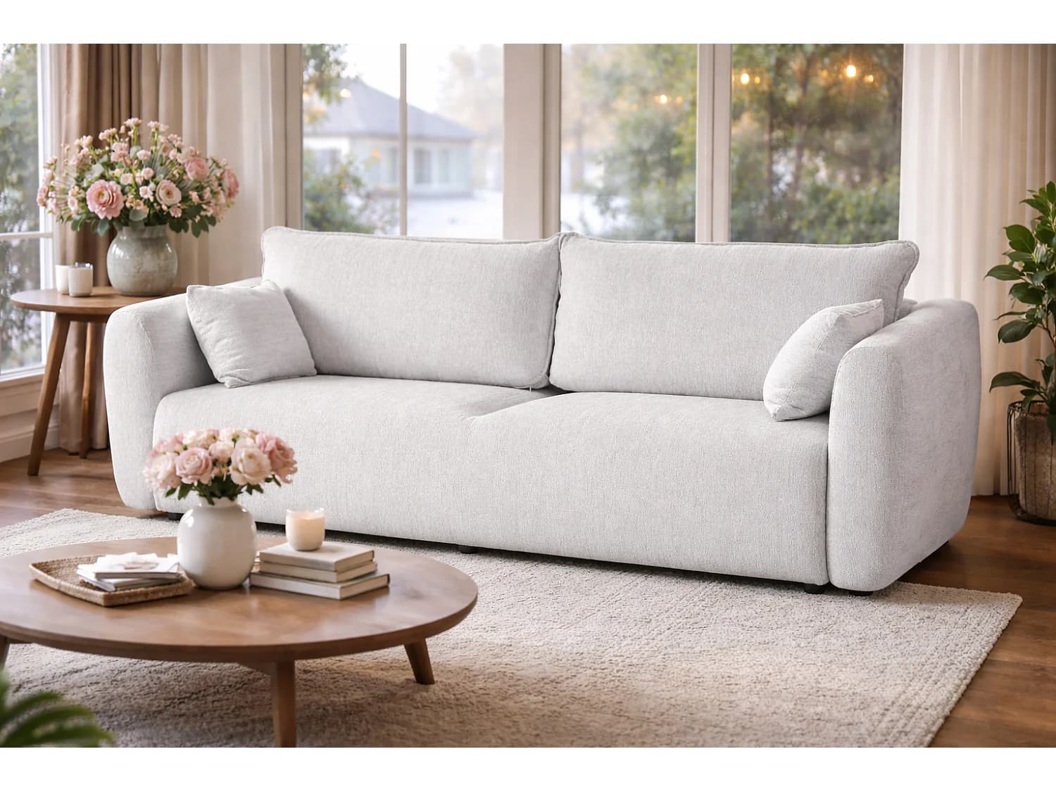 Canapé Santi avec fonction couchage et coffre – canapé moderne et confortable pour le salon
